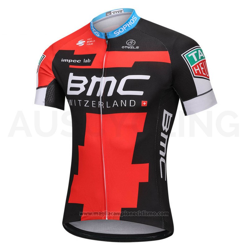 2018 Abbigliamento Ciclismo BMC Rosso e Nero Manica Corta e Salopette